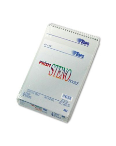TOPS Prism 6" X 9" 80-Sheet 4-Pack Gregg Rule Steno Notepads, Gray Paper