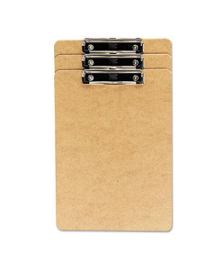Universal 1/2" Capacity 8-1/2" x 14" 3-Pack Low-Profile Recycled Clipboard, Brown