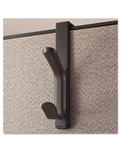 Universal One 2-Garment Recycled Cubicle Plastic Coat Hook, Charcoal