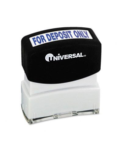 Universal "Deposit Only" Pre-Inked Message Stamp, Blue Ink