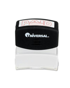 Universal "Paid" Pre-Inked Message Stamp, Red Ink