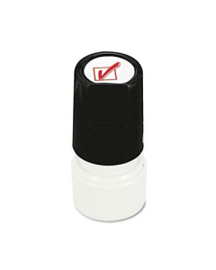Universal "Check Mark" Pre-Inked One-Color Round Stamp, Red Ink