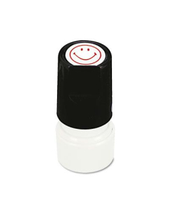 Universal "Smiley Face" Pre-Inked Round Stamp, Red Ink