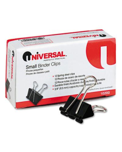 Universal 3/8" Capacity Steel Wire Small Binder Clips, 12/Box