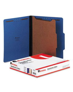 Universal 4-Section Letter 25-Point Pressboard Classification Folders, Cobalt Blue, 10/Box