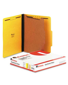 Universal 4-Section Letter 25-Point Pressboard Classification Folders, Yellow, 10/Box