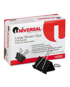 Universal 1" Capacity Steel Wire Large Binder Clips, 12/Box