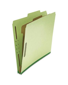 Universal 4-Section Letter 25-Point Pressboard Classification Folders, Green, 10/Box