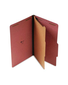 Universal 4-Section Legal 25-Point Pressboard Classification Folders, Red, 10/Box