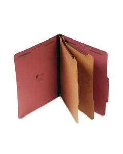 Universal 6-Section Letter 25-Point Pressboard Classification Folders, Red, 10/Box