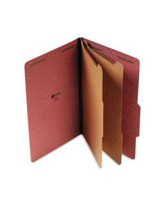 Universal 6-Section Legal 25-Point Pressboard Classification Folders, Red, 10/Box