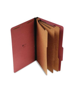 Universal 8-Section Legal 25-Point Pressboard Classification Folders, Red, 10/Box