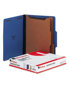 Universal 6-Section Letter 25-Point Pressboard Classification Folders, Cobalt Blue, 10/Box