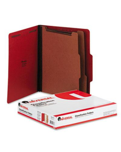Universal 6-Section Letter 25-Point Pressboard Classification Folders, Ruby Red, 10/Box