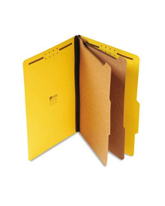 Universal 6-Section Legal 25-Point Pressboard Classification Folders, Yellow, 10/Box