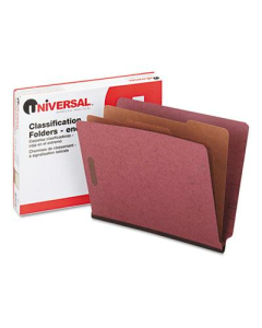 Universal 6-Section Letter 25-Point Pressboard End Tab Classification Folders, Red, 10/Box