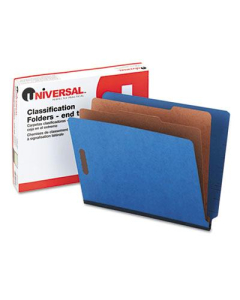 Universal 6-Section Letter 25-Point Pressboard Classification Folders, Blue, 10/Box