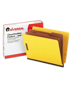 Universal 6-Section Letter 25-Point Pressboard End Tab Classification Folders, Yellow, 10/Box