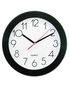 Universal 9.8" Round Wall Clock, Black
