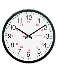 Universal 12.5" Round 24-Hour Wall Clock, Black