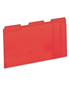 Universal One 1/3 Cut Tab Letter File Folder, Red, 100/Box