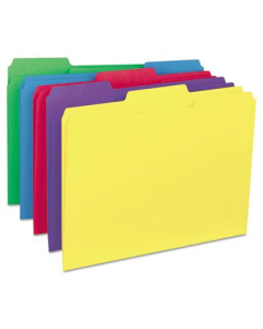Universal 1/3 Cut Top Tab Letter Interior File Folder, Assorted, 100/Box