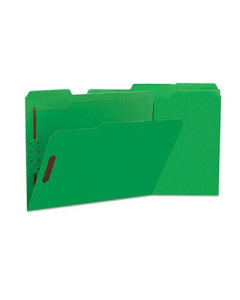 Universal One 1/3 Cut Tab 2-Fastener Letter File Folder, Green, 50/Box