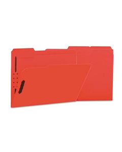 Universal One 1/3 Cut Tab 2-Fastener Letter File Folder, Red, 50/Box