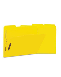 Universal One 1/3 Cut Tab 2-Fastener Letter File Folder, Yellow, 50/Box