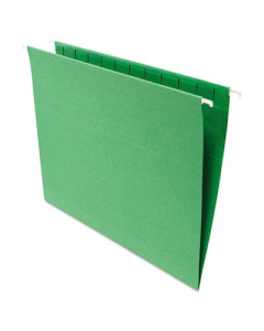 Universal One 1/5 Tab Letter Hanging File Folder, Green, 25/Box