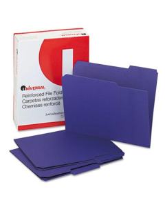 Universal One 1/3 Cut Double-Ply Top Tab Letter File Folder, Violet, 100/Box