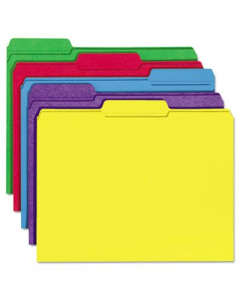 Universal One 1/3 Cut Double-Ply Top Tab Letter File Folder, Assorted, 100/Box