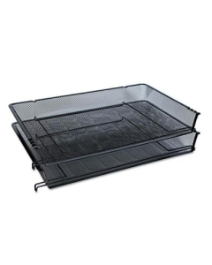 Universal One Two-Tier Mesh Stackable Side-Load Legal Tray, Black