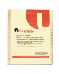 Universal One Letter 31-Tab Plastic-Coated Tab Index Dividers, Buff, 1 Set