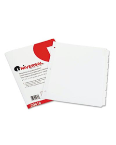 Universal Letter 8-Tab Write-On/Erasable White Tab Index Dividers, White, 8 Sets