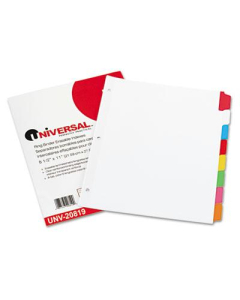 Universal Letter 8-Tab Write-On/Erasable Multicolor Tab Index Dividers, White, 8 Sets