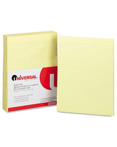 Universal 8-1/2" X 11" 50-Sheet 12-Pack Legal Rule Notepads, Canary Paper