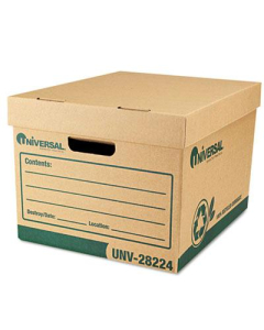 Universal One 12" x 15" x 10" Letter Recycled Record Storage Boxes, 12/Carton