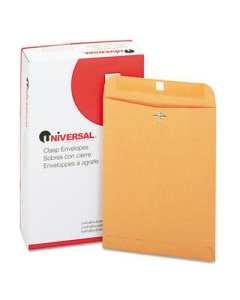 Universal 9" x 12" Side Seam #90 28lb Kraft Clasp Envelope, Light Brown, 100/Box