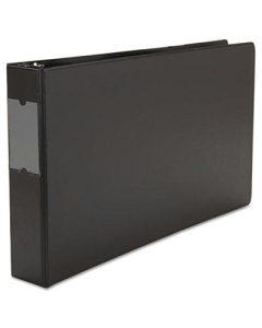 Universal 2" Capacity 11" x 17" Round Ring Wide Base with Label Holder Non-View Binder, Black