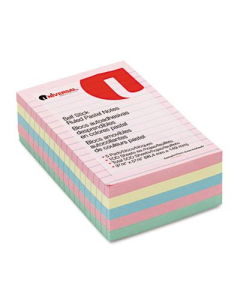 Universal One 4" X 6", 5 100-Sheet Pads, Lined Pastel Sticky Notes