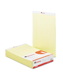 Universal 8-1/2" X 14" 50-Sheet 12-Pack Legal Rule Notepads, Canary Paper
