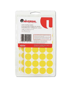 Universal 3/4" Round Color-Coding Labels, Yellow, 1008/Pack