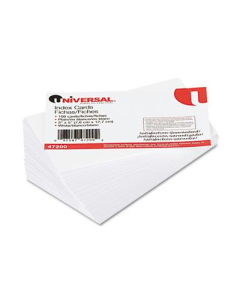 Universal 3" x 5", 100-Cards, White Unruled Recycled Index Cards