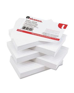 Universal 3" x 5", 500-Cards, White Ruled Recycled Index Cards