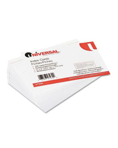 Universal 4" x 6", 100-Cards, White Ruled Recycled Index Cards