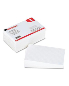 Universal 5" x 8", 500-Cards, White Ruled Recycled Index Cards