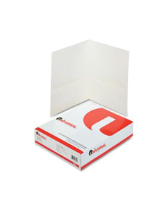 Universal 8-1/2" x 11" Two-Pocket Folders, WhiteTextured Covers, 25/Box