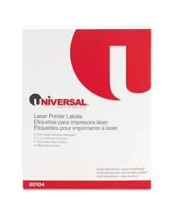 Universal 1" x 4" Laser Printer Labels, White, 2000/Box