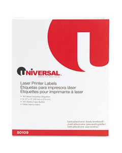 Universal 8-1/2" x 11" Laser Printer Labels, White, 100/Box